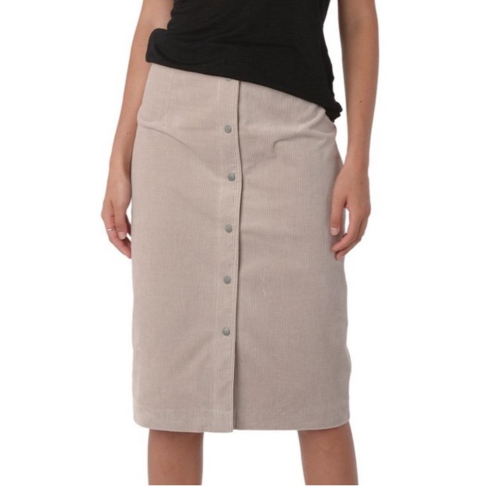 Beige Button-Front Corduroy Pencil Skirt by Filippa K